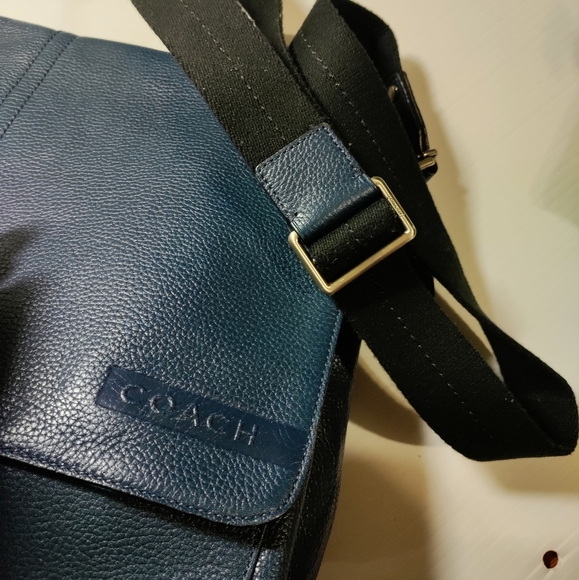 Genuine vintage COACH Camden  pebbled blue leather brief messenger bag like new - Picture 10 of 13